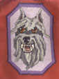 Bouvier logo : needlepoint of grinning Bouvier Bouvier logo
