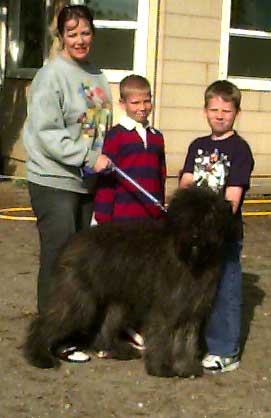 Chewbacca, 10 month old neutered male Bouv, with his rescuers.