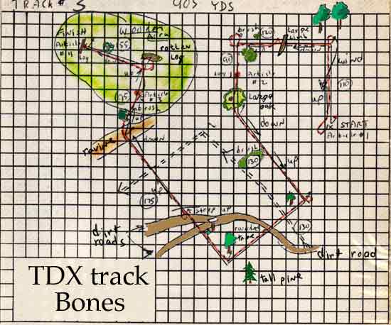 Diagram of Bones' TDX track.
