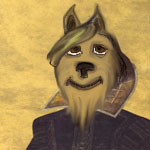 Verse logo : Bouvier head in Shakespeare clothing Verse logo